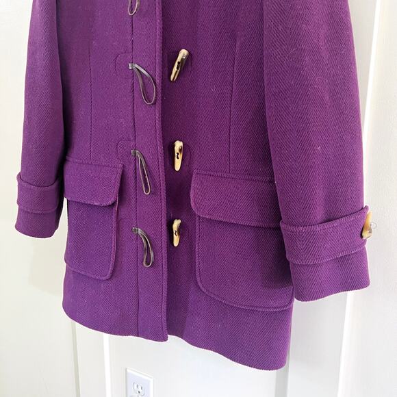 L.L. Bean Purple Wool Zip Toggle Coat Women's Size XS Petite - Picture 6 of 10